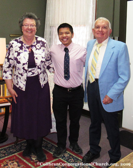 Anne, Elliot, and Sveto Djokic, Fellowship at the Collbran Congregational Church in Collbran Colorado